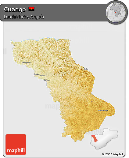 Physical 3D Map of Cuango, single color outside