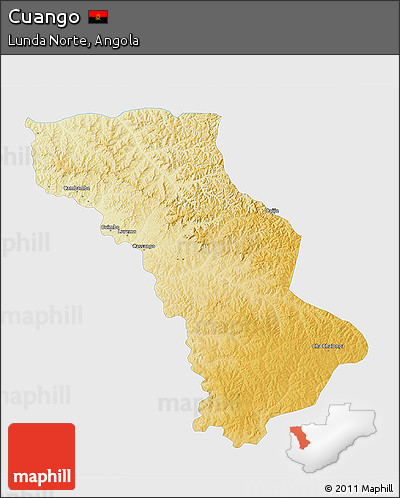 Physical 3D Map of Cuango, single color outside
