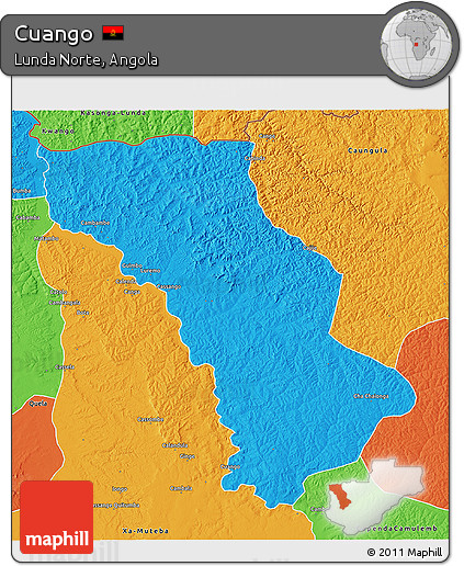 Political 3D Map of Cuango