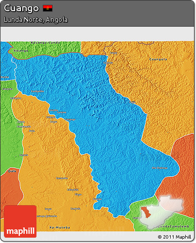 Political 3D Map of Cuango
