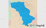 Political 3D Map of Cuango, lighten