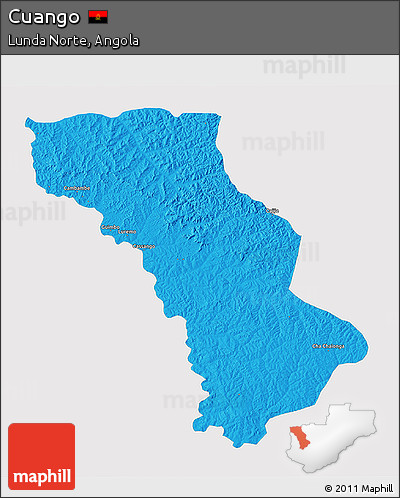 Political 3D Map of Cuango, single color outside