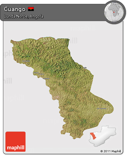 Satellite 3D Map of Cuango, cropped outside