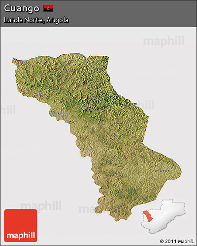 Satellite 3D Map of Cuango, cropped outside