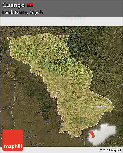 Satellite 3D Map of Cuango, darken