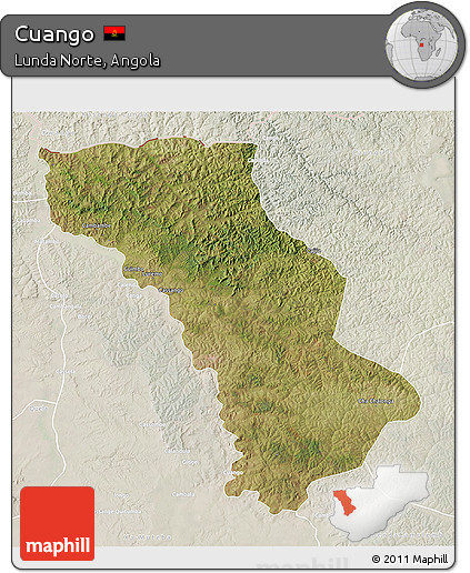 Satellite 3D Map of Cuango, lighten