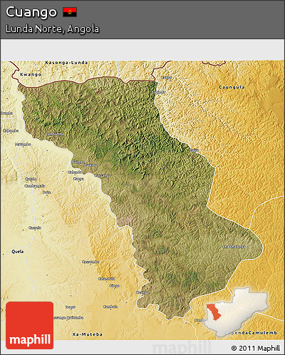 Satellite 3D Map of Cuango, physical outside