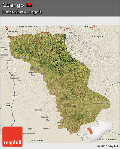 Satellite 3D Map of Cuango, shaded relief outside