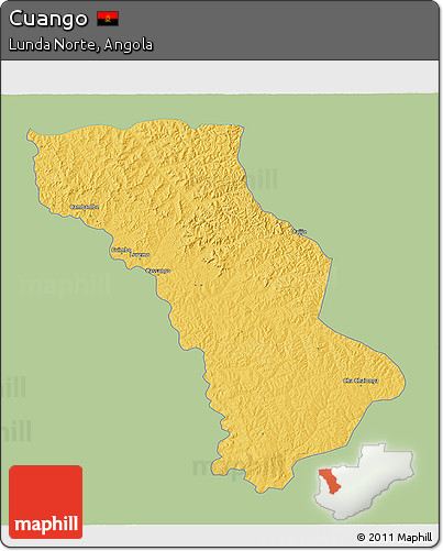 Savanna Style 3D Map of Cuango, single color outside