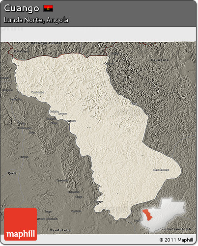 Shaded Relief 3D Map of Cuango, darken