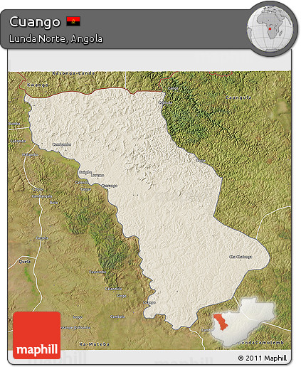 Shaded Relief 3D Map of Cuango, satellite outside