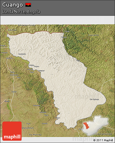 Shaded Relief 3D Map of Cuango, satellite outside