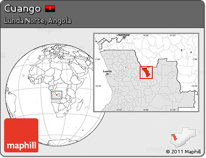 Blank Location Map of Cuango, highlighted country