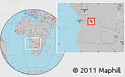 Gray Location Map of Cuango, within the entire country