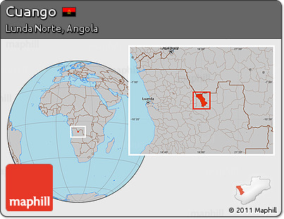 Gray Location Map of Cuango