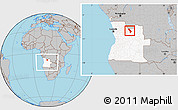 Gray Location Map of Cuango, highlighted country, within the entire country