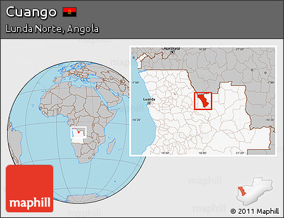 Gray Location Map of Cuango, highlighted country