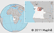 Gray Location Map of Cuango, highlighted country, highlighted parent region, within the entire country