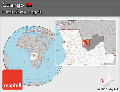 Gray Location Map of Cuango, highlighted country, highlighted parent region