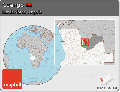 Gray Location Map of Cuango, highlighted country, highlighted parent region