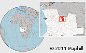 Gray Location Map of Cuango, highlighted country, hill shading