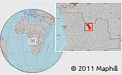 Gray Location Map of Cuango, hill shading