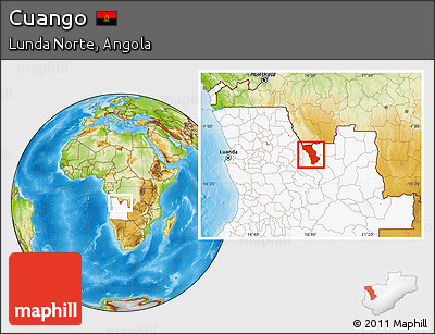 Physical Location Map of Cuango, highlighted country