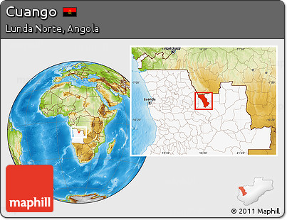 Physical Location Map of Cuango, highlighted country