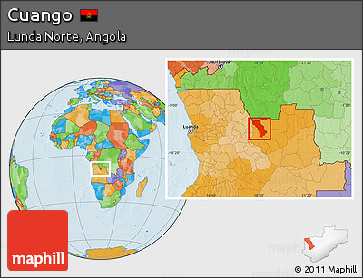 Political Location Map of Cuango