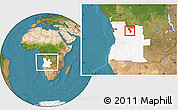 Satellite Location Map of Cuango, highlighted country, within the entire country