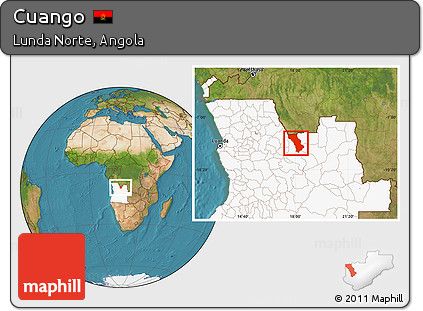 Satellite Location Map of Cuango, highlighted country