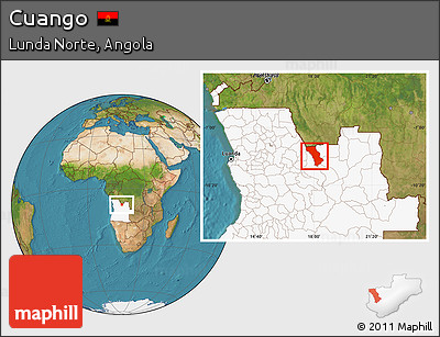 Satellite Location Map of Cuango, highlighted country