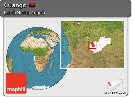 Satellite Location Map of Cuango, highlighted parent region