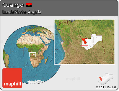 Satellite Location Map of Cuango, highlighted parent region