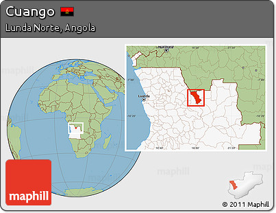 Savanna Style Location Map of Cuango, highlighted country