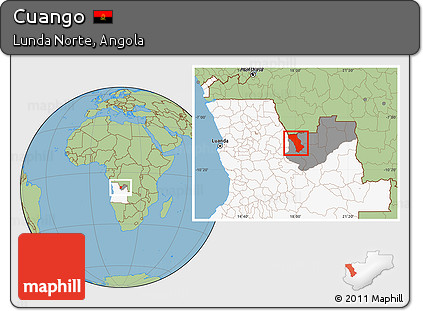 Savanna Style Location Map of Cuango, highlighted country, highlighted parent region