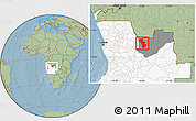 Savanna Style Location Map of Cuango, highlighted country, highlighted parent region, hill shading