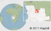 Savanna Style Location Map of Cuango, highlighted country, hill shading