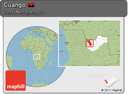 Savanna Style Location Map of Cuango, highlighted parent region