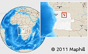 Shaded Relief Location Map of Cuango, highlighted country, within the entire country