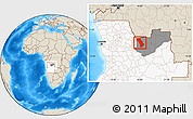 Shaded Relief Location Map of Cuango, highlighted country, highlighted parent region