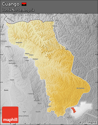 Physical Map of Cuango, desaturated