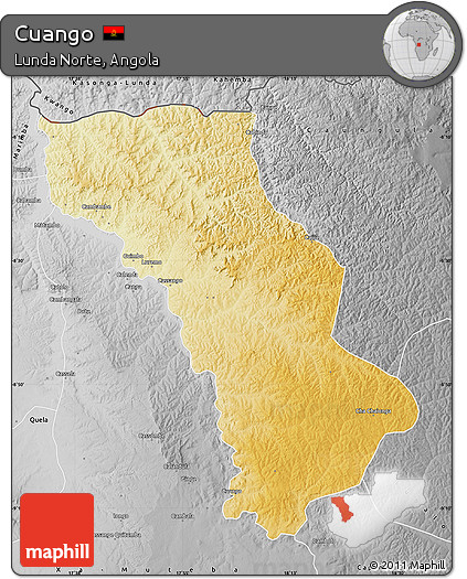 Physical Map of Cuango, desaturated