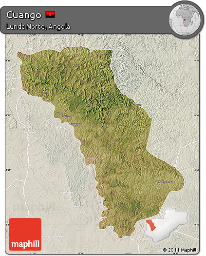 Satellite Map of Cuango, lighten