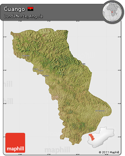 Satellite Map of Cuango, single color outside