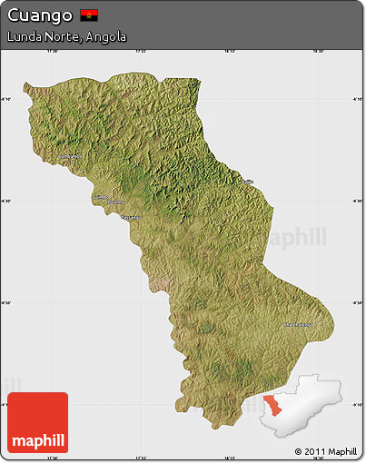 Satellite Map of Cuango, single color outside