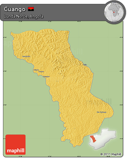 Savanna Style Map of Cuango, single color outside
