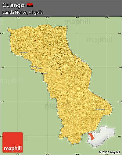 Savanna Style Map of Cuango, single color outside