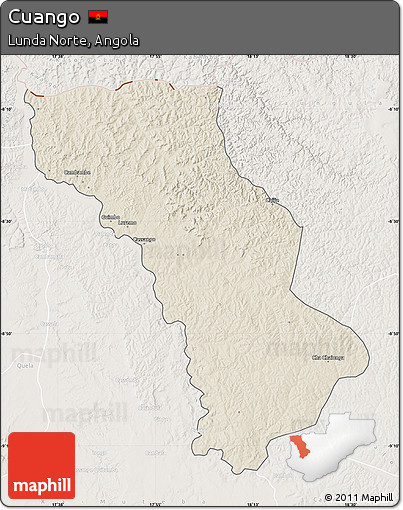 Shaded Relief Map of Cuango, lighten