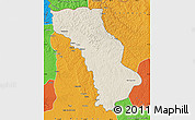 Shaded Relief Map of Cuango, political outside